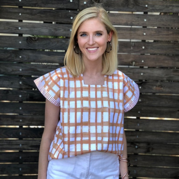 Brooke Wright Tops - Brooke Wright Loli Black Label Top Orange Gingham